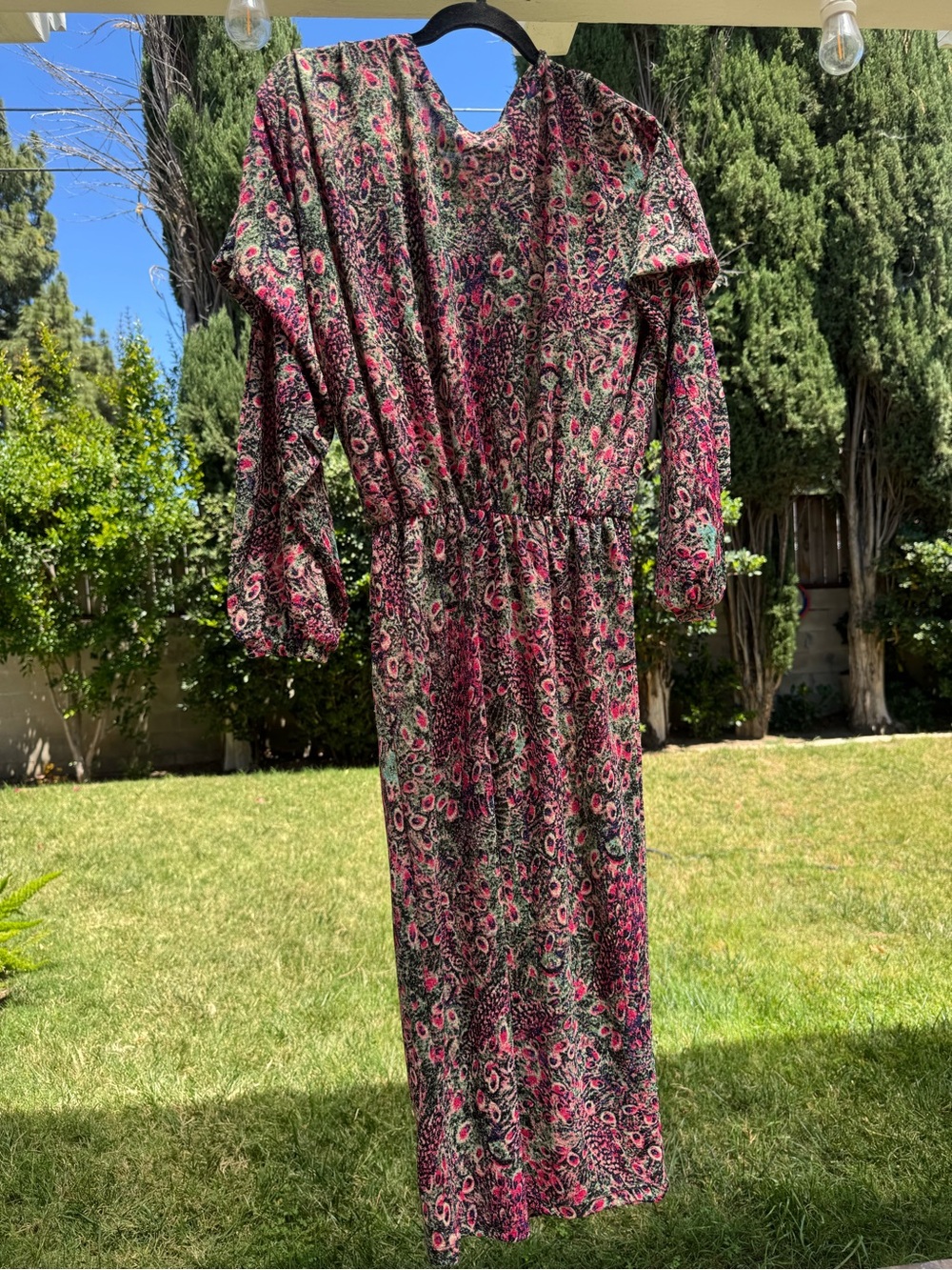 Zara Pink Floral Long Sleeve Midi Dress